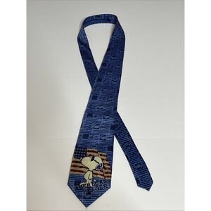 Vintage Peanuts Snoopy American Beagle Blue Tie